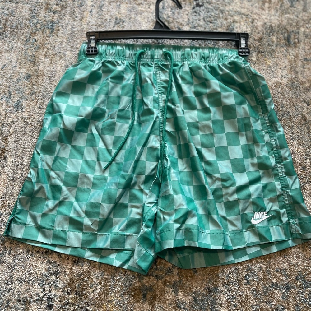 Mens Nike Teal Checkered Athletic Shorts